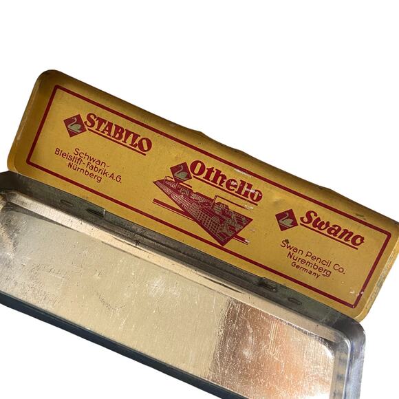 Vintage Stabilo 8200 Series Schwan Pencil Red Graphite Set 8 with Tin Box 50s - Picture 4 of 16